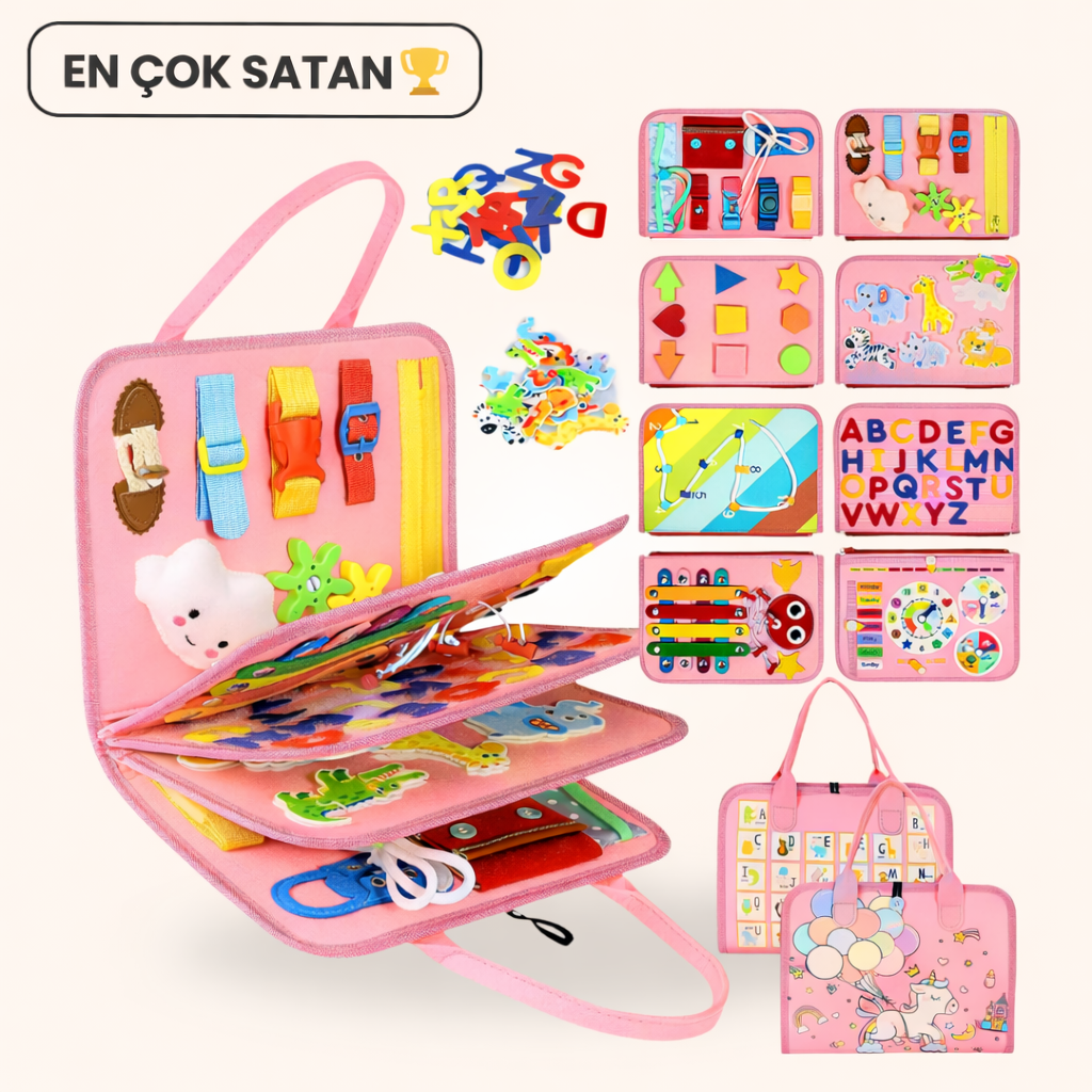 Kiddora™ Montessori Aktivite Çantası  | 8’i 1 Arada